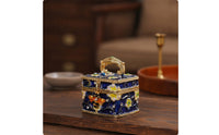 Mini Jewelry Box with Handle Gold-Tone Enamel Jewelry Box Gift for Vanity, Girls