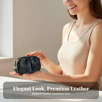 Pleated Coin Purse Small Size Mini Change Wallet Double Fastener Pouch Multi-Functional Zip Coin Pouch Minimalist Design