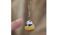 Gold-Tone Necklace with Panda Pendant Cute Panda Charm Necklace Cartoon-Style Animal Pendant Jewelry Miniature for Girls, Teens, Daily Wear, Layering, Gifting