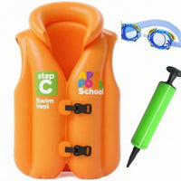 Inflatable Swim Vest High Collar Water Safety Gear Front Buckle Closure for Pool