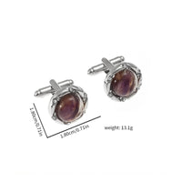 2 Pieces French Cuff Links Elegant Design Round Precious Stone Cufflinks