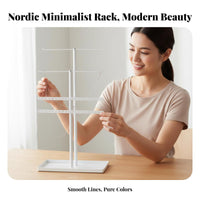 Crossbar Jewelry Tree Nordic Bar Jewelry Stand Necklace and Earring Holder Space Saving Necklace Holder with Tray for Women