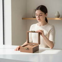 Vintage Watch Display Box Sturdy Wood Construction Wooden Watch Box Cushioned Wristwatch Holder Dustproof Particle-Resistant