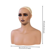 PVC Mannequin Bust Skin Tone Half Body Mannequin Head Easy to Clean Hat Display Head for Salons, Studio