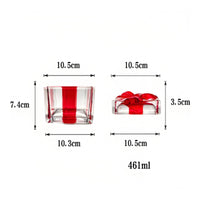 Glass Gift Box Festive Design Red Bow Glass Jar for Living Room, Housewarming