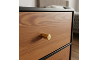 Solid Wood Construction 6-Drawer Dresser Vanity Combo Multi-Functional L-Shaped Makeup Table Multifunctional Extendable Makeup Table Rotatable for Women