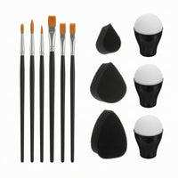 12 Pieces Paint Brushes and Sponges Set Orange Bristles Face Painting Tool Set Detail Artwork Supplies