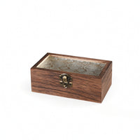 Display Case with Glass Lid Wood-Grain Wooden Box with Glass Lid Square