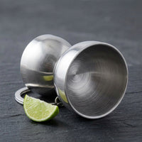 Mini Jigger with Key Keychain Loop Portable Bar Measure Silver for Travelers