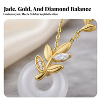 Wheat Ear Peace Buckle Charm Elegant Design Faux Jade Donut Necklace for Women