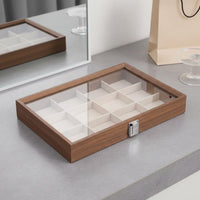 Multi-Compartment Jewelry Organizer Elegant Design Walnut Finish Jewelry Tray Suede Lined Band Holder Sturdy Construction