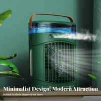 Cools & Humidifies Desktop Misting Fan 5 Mist Nozzles Personal Humidifier Fan 3-in-1 Function for Students, Office Workers, Dorm Room
