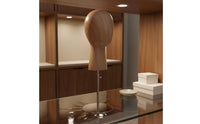 Wood Grain Hairpiece Stand Metal Base Hat Display Head Sturdy for Hair Stylists