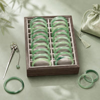 20-Slot Bracelet Tray Wood-Grain Bracelet Organizer Tray Textile-Lined
