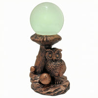 Owl Crystal Ball Base Layered Feather Texture Owl Resin Sphere Stand Sculpted