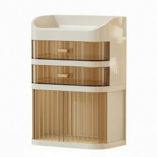 Dustproof Vanity Organizer Multi-Layer Makeup Storage Drawer Clear Design Cosmetic Display Case for Dressing Table