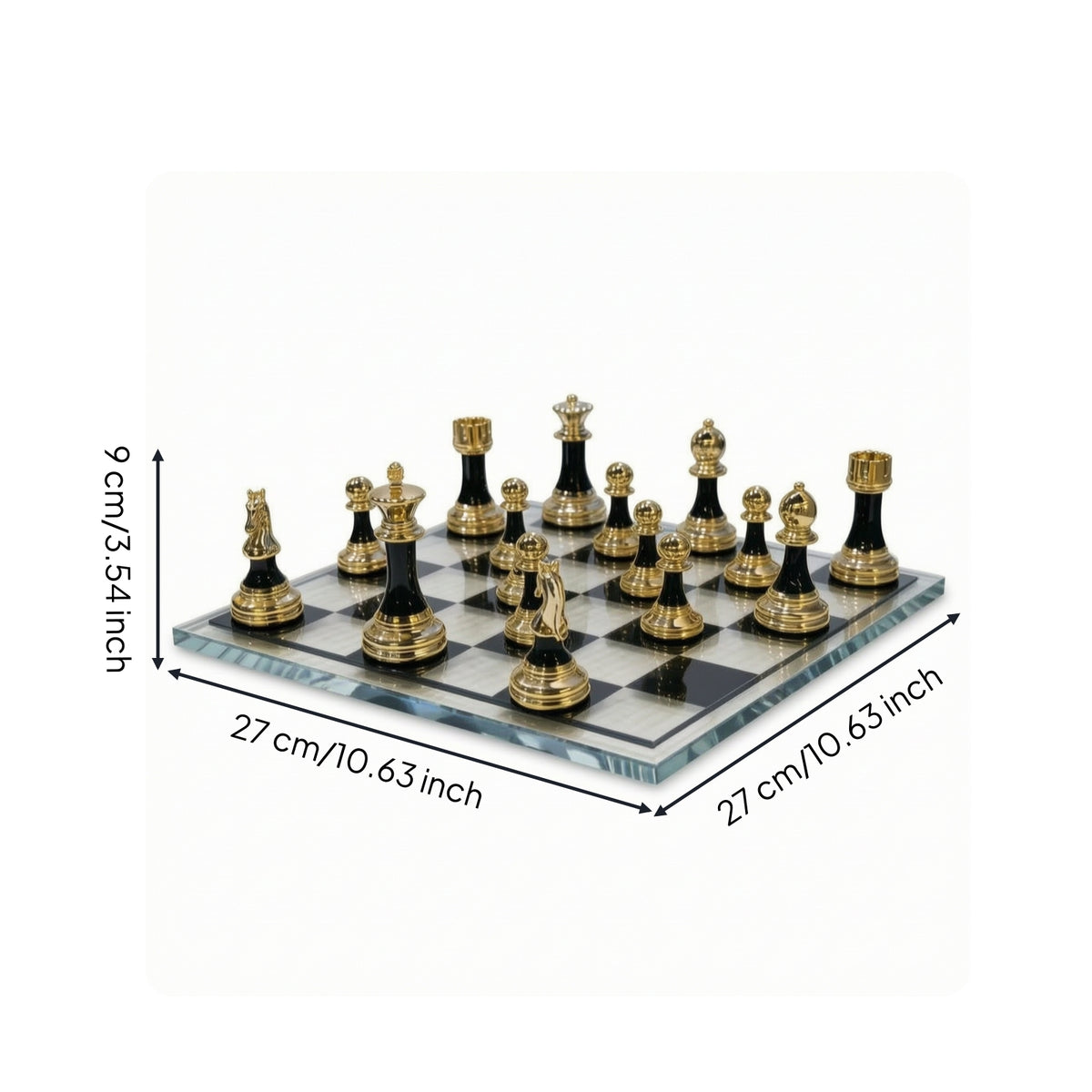 Chess Set with Board Decorative Chess Set Chessboard Glossy Lustrous for Adults, Study, Living Room