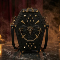 Crossbody Bag with Shoulder Strap Edgy Casket-Shaped Bag Eye-Catching for Goths