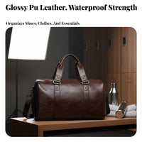 PU Leather Travel Bag Gender-Neutral Design PU Leather Duffel Bag Waterproof Gym Duffel Comfortable Handles Lightweight for Men