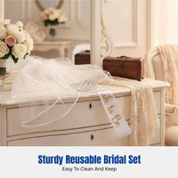 Bridal Tiara, Shimmering Soft Veil & Sash Set, Princess Theme, Party Accessory