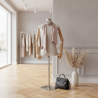 Half-Body Mannequin with Articulated Arms Sturdy textileCovered Dress Form with Metal Base Stable Mannequin Torso for Retail Shops