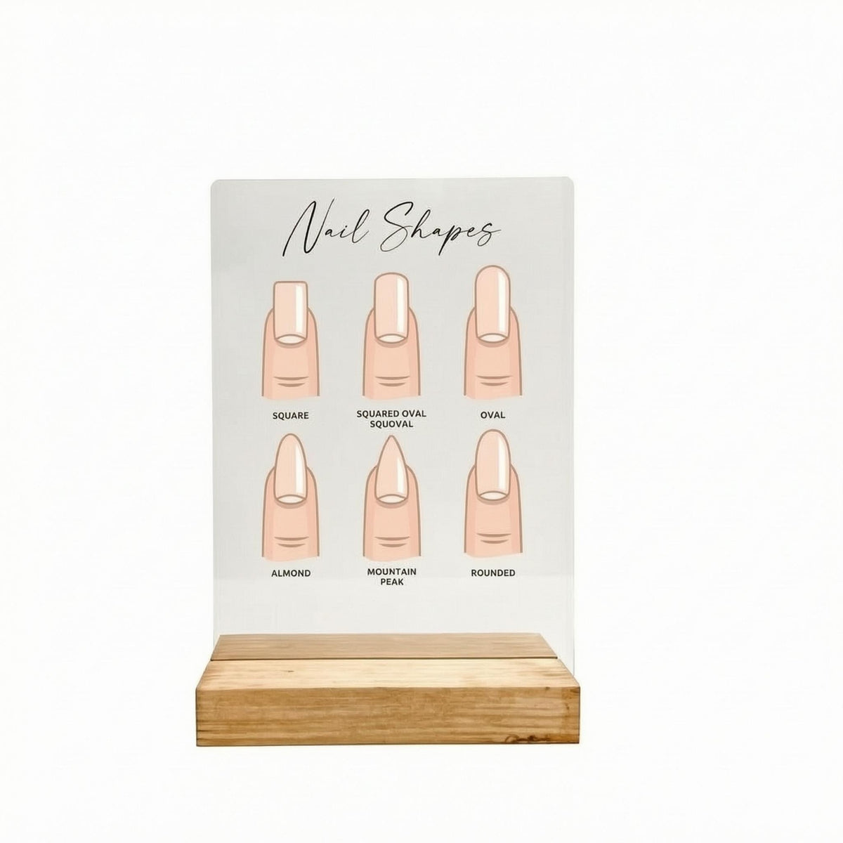 Acrylic Nail Shape Chart Transparent Nail Shape Display Board Sturdy