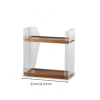 Desktop Storage Rack with Wood Shelves Compact Countertop Display Shelf Modern