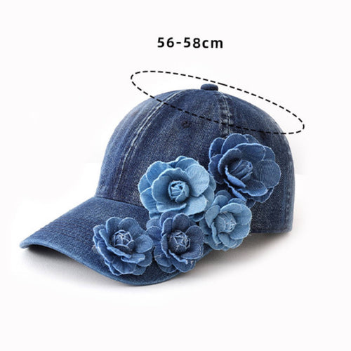 Washed Jean Baseball Cap Elegant Look Floral Jean Cap Sun Shade for Outdoor