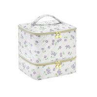 Double-Layer Makeup Bag Zip-Around Beauty Storage Inner Pockets