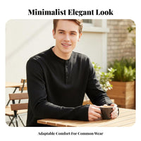 Long Sleeve T-Shirt, Classic Button Design, Breathable blend, Casual Autumn Top for Youth
