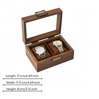 Glass Lid Watch Display Case Cushioned Pillows Wristwatch Organizer Metal Latch