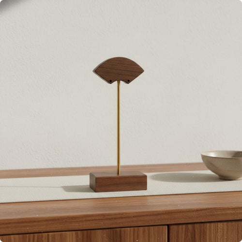 2 Pieces Walnut Earring Display Stand Elegant Design Fan Shape Earring Holder