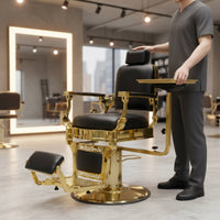 Salon Chair Service Tray Large Capacity Adjustable Chair Side Tray Aluminum Alloy for Hairstylists, Barbers, Barbershop, Spa