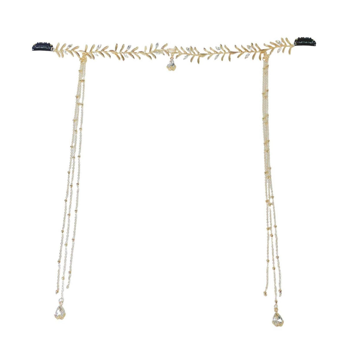 Headpiece with Crystal Ethnic-Inspired Leaf Headband Greek-Style for Festivals