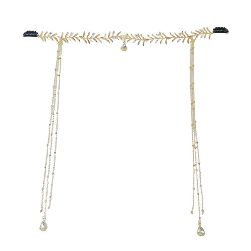 Headpiece with Crystal Ethnic-Inspired Leaf Headband Greek-Style for Festivals