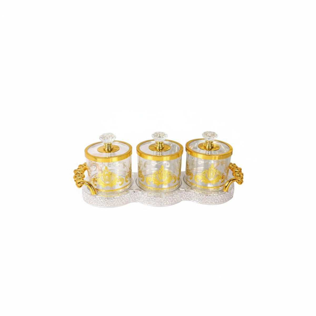 Elegant Design European Design Snack Container Set Brilliant Glow Decorative Candy Jar Set Dustproof Lids for Kitchen, Coffee Table, Pantry