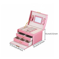 Jewelry Storage Box with Drawers Lockable 3 Layer Jewelry Box for Travel, Women