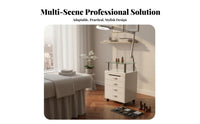 Sturdy Build Multi-Function Beauty Trolley Easy to Clean Manicure Table with Lamp Lockable Wheels Mobile Storage Heat-Resistant Surface for Nail Technicians, Hair Stylists Artists, Spa, Home Studio