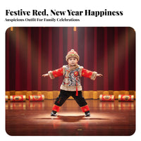 Children's traditional Chinese Tang Suit Set, padded, phoenix embroidery, festive New Year costume
