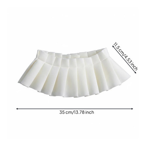 Airy White Textile Lightweight Pleated Bib Easy Overlay for Women