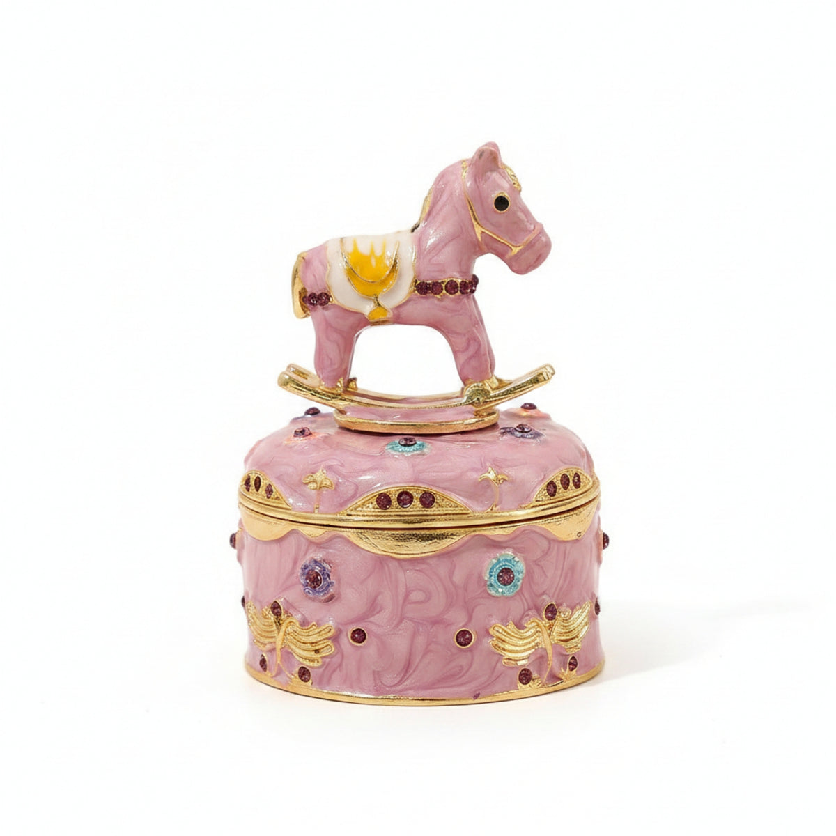 Carousel Jewelry Box Red-Lined Horse Jewelry Box Hinged Lid