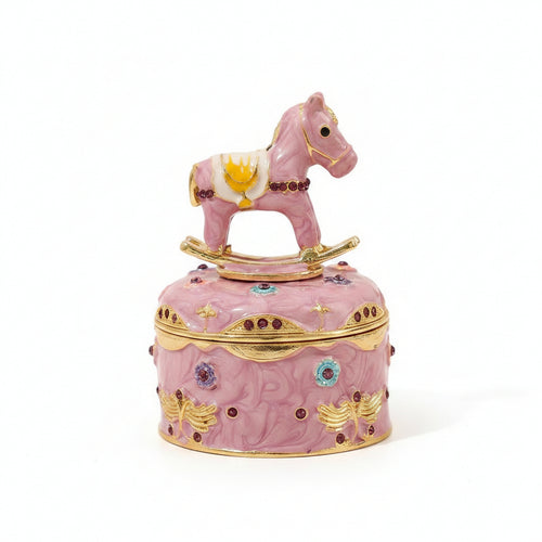 Carousel Jewelry Box Red-Lined Horse Jewelry Box Hinged Lid