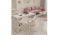 Bow Back Makeup Chair Cream Aesthetic Bedroom Furniture Soft Upholstery