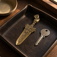 Sword Locket Geometric Engraving Gold Sword Locket Engraved Pattern