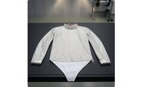 Light Gray Metallic Fencing Jacket High Collar Long-Sleeve Fencing Jacket Fitted Woven Texture for Fencers