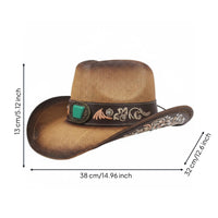 PU Trim Cowboy Hat for All Genders Headwear Breathable for Outdoor