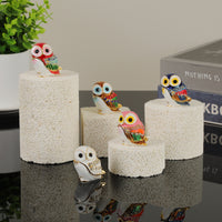 Desktop Owl Ornament Tabletop Display Owl Figurine Rhinestone Accent