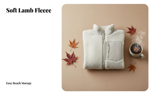 Warm Lambswool Coat Windproof Zip up Sherpa Jacket Loose Fit Stand Collar Teddy Jacket Zippered Pockets for Couples, Adults, Autumn, Fall Season, Daily Wear, Casual Outings