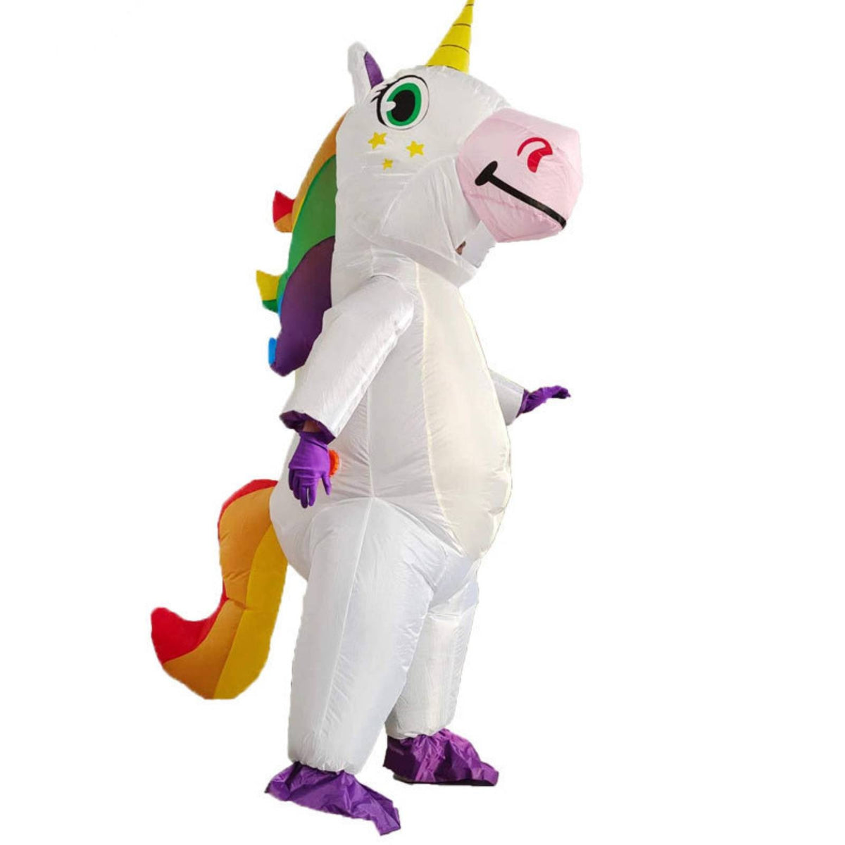 Inflatable animal Costume Rainbow Mane Party Outfit Glove and Shoe Covers for Adults