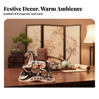 Symbol of Success Chinese Astrological Horse Figurine Intricate Details Running Horse with Gold Ingot Polished Finish for Business Owners